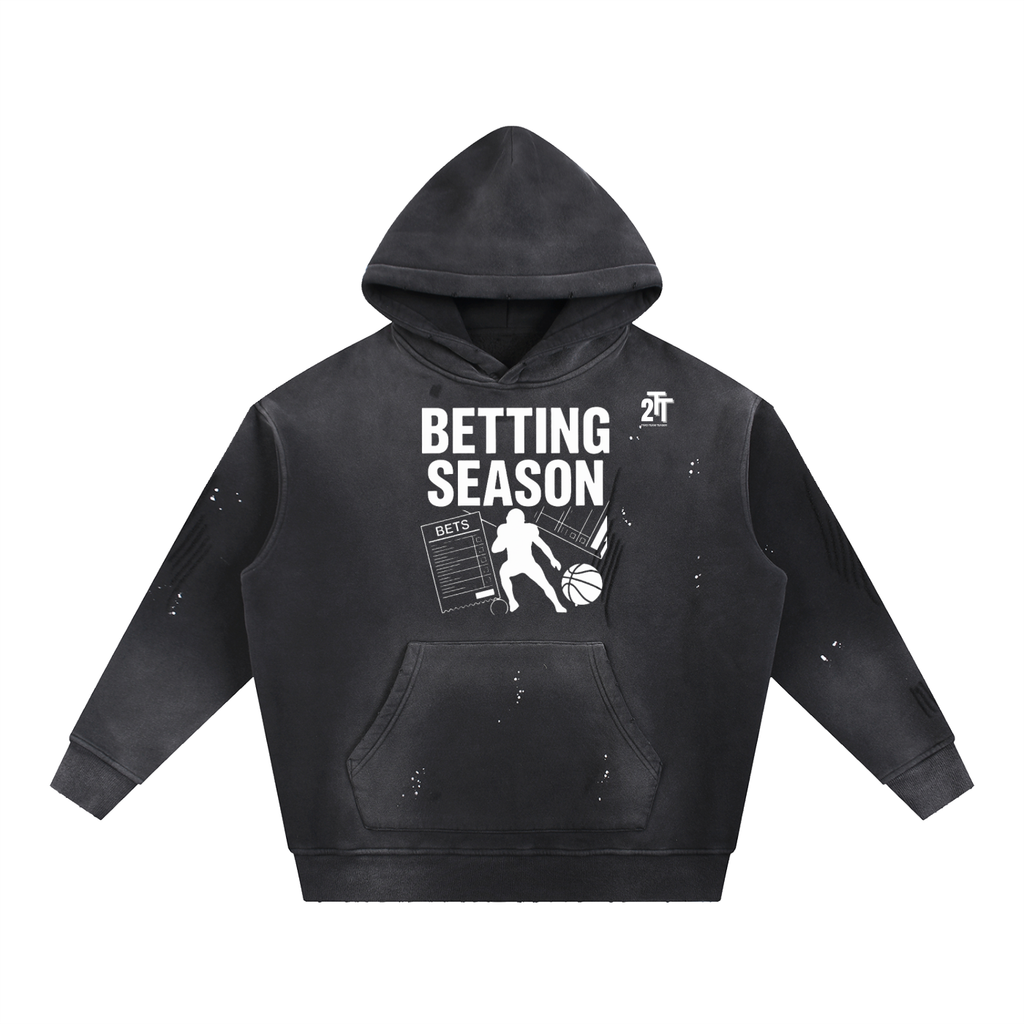 Betting Season Vintage Washed Frayed Fleece Hoodie