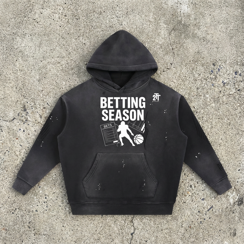 Betting Season Vintage Washed Frayed Fleece Hoodie
