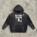 Betting Season Vintage Washed Frayed Fleece Hoodie