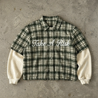 Risk Taker – Layered Plaid Cropped Shirt Jacket