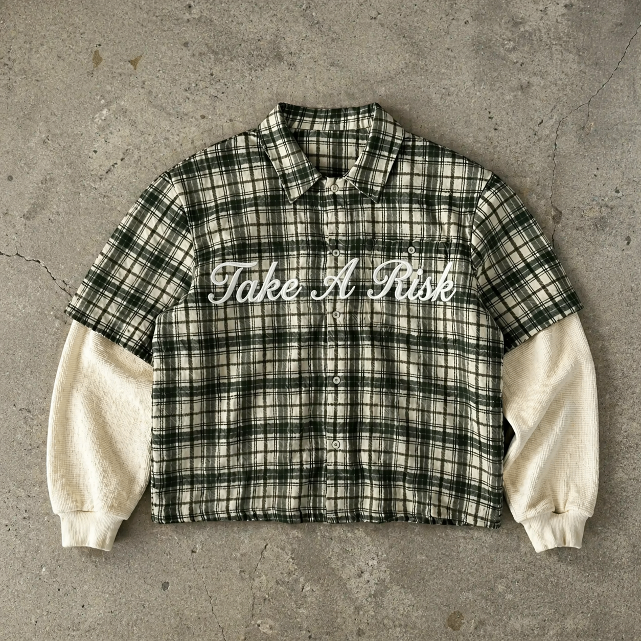 Risk Taker – Layered Plaid Cropped Shirt Jacket
