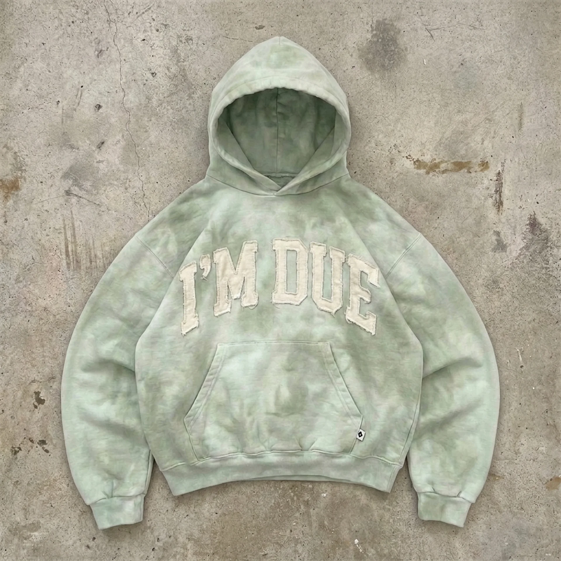 I'M DUE - Washed Embroidered Hoodie