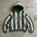 Green Motion – Striped Waffle Zip Hoodie