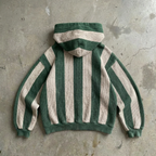 Green Motion – Striped Waffle Zip Hoodie